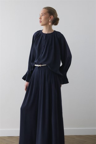 SIK PİLELİ SİLK TOUCH GÖMLEK LACİVERT