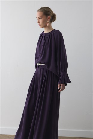 SIK PİLELİ SİLK TOUCH GÖMLEK MOR