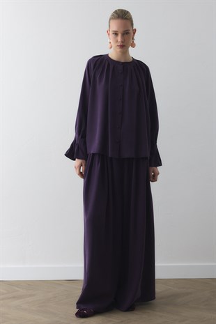 SIK PİLELİ SİLK TOUCH GÖMLEK MOR