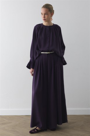 SIK PİLELİ SİLK TOUCH GÖMLEK MOR