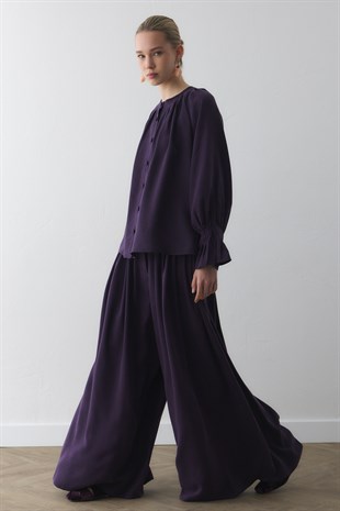 SIK PİLELİ SİLK TOUCH GÖMLEK MOR