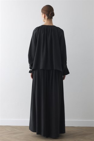 SIK PİLELİ SİLK TOUCH GÖMLEK SİYAH