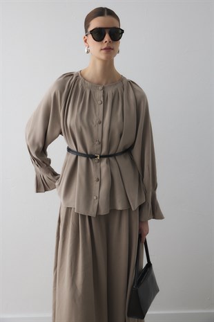 SIK PİLELİ SİLK TOUCH GÖMLEK VİZON