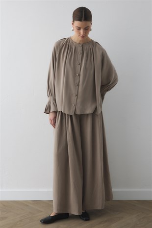 SIK PİLELİ SİLK TOUCH GÖMLEK VİZON