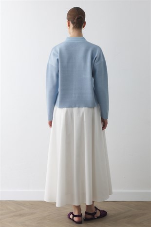 SİM EFEKTLİ ÖRME CEKET MAVİ