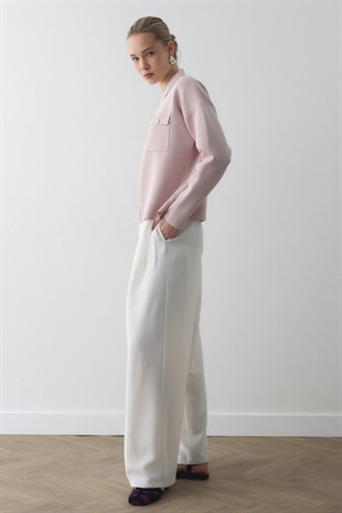 SİM EFEKTLİ ÖRME CEKET PUDRA