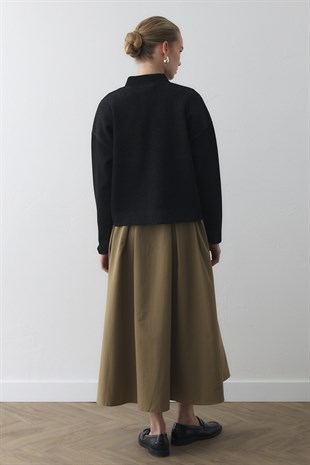 SİM EFEKTLİ ÖRME CEKET SİYAH