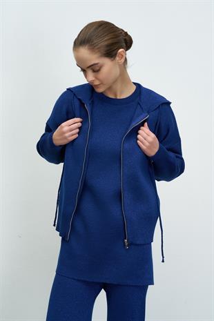 SİMLİ CROP HIRKA LACİVERT