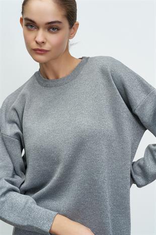 SİMLİ TRİKO BLUZ GÜMÜŞ