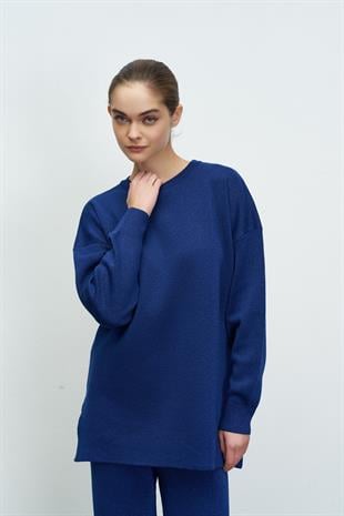 SİMLİ TRİKO BLUZ LACİVERT