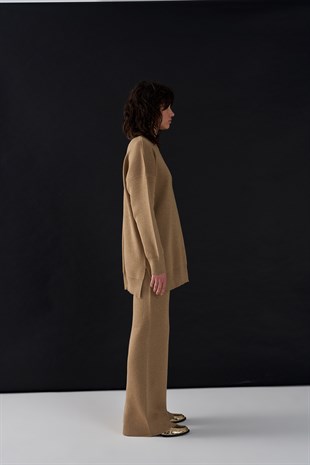 Simli Triko Pantolon Gold