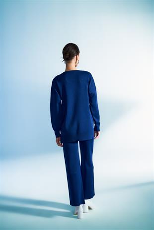 Simli Triko Pantolon Lacivert