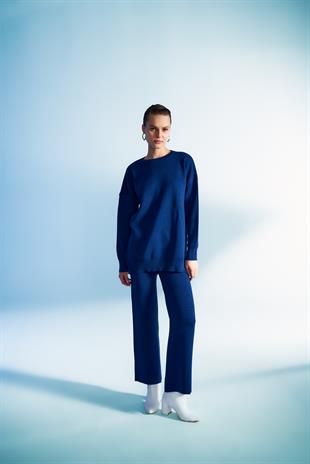 Simli Triko Pantolon Lacivert