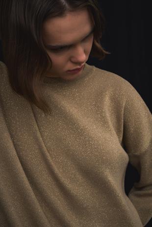 Simli Triko Sweat Gold