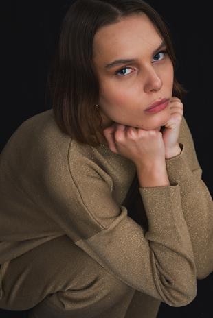 Simli Triko Sweat Gold