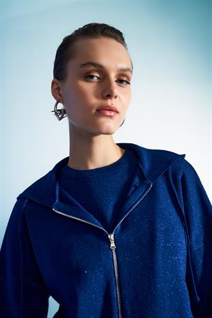 Simli Triko Sweat Lacivert