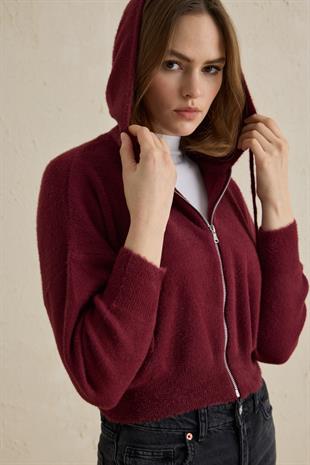 SOFT TOUCHE KAPÜŞONLU HIRKA BORDO