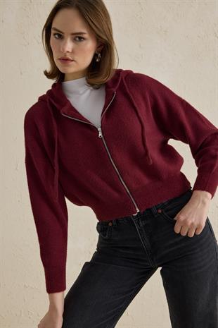 SOFT TOUCHE KAPÜŞONLU HIRKA BORDO