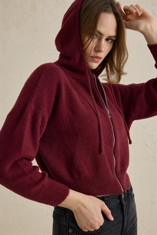 SOFT TOUCHE KAPÜŞONLU HIRKA BORDO