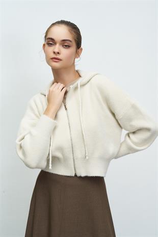 SOFT TOUCHE KAPÜŞONLU HIRKA EKRU