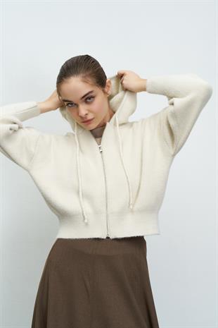 SOFT TOUCHE KAPÜŞONLU HIRKA EKRU