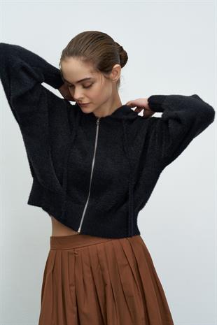 SOFT TOUCHE KAPÜŞONLU HIRKA SİYAH