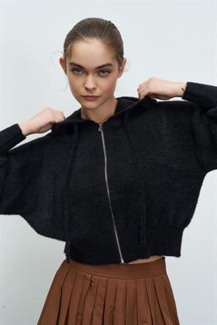 SOFT TOUCHE KAPÜŞONLU HIRKA SİYAH