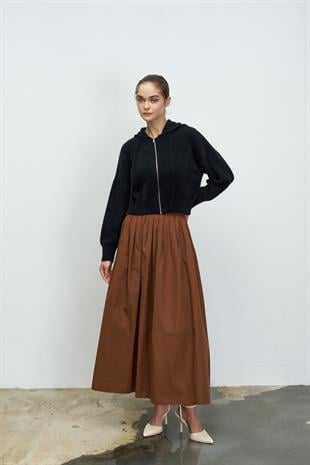 SOFT TOUCHE KAPÜŞONLU HIRKA SİYAH