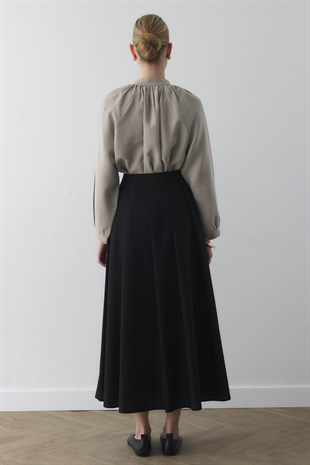 SOFT VOLUME POPLİN ETEK SİYAH
