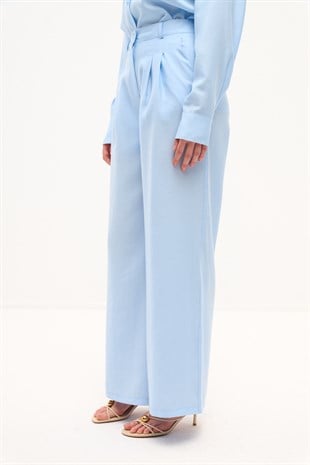 TAŞLANMIŞ MODAL DÖKÜMLÜ PANTOLON BEBE MAVİSİ
