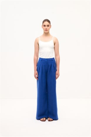 TAŞLANMIŞ MODAL DÖKÜMLÜ PANTOLON SAKS