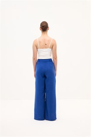TAŞLANMIŞ MODAL DÖKÜMLÜ PANTOLON SAKS
