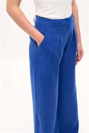 TAŞLANMIŞ MODAL DÖKÜMLÜ PANTOLON SAKS