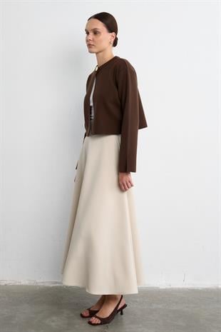 TEK DÜĞMELİ TRİKO CEKET ACI KAHVE