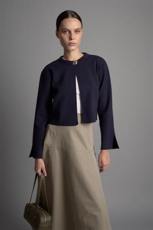 TEK DÜĞMELİ TRİKO CEKET LACİVERT