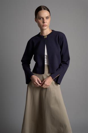 TEK DÜĞMELİ TRİKO CEKET LACİVERT