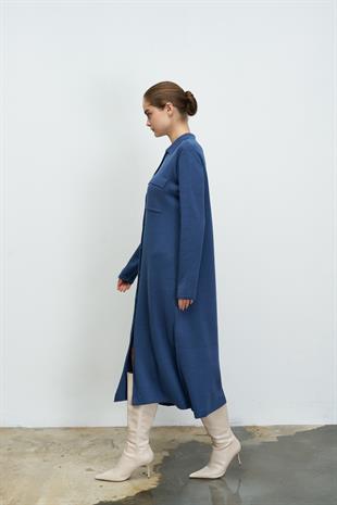 UZUN TRİKO TRENÇ İNDİGO