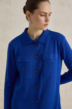 UZUN TRİKO TRENÇ SAKS