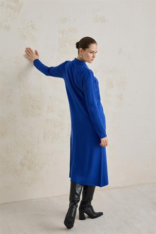 UZUN TRİKO TRENÇ SAKS