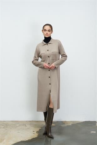 UZUN TRİKO TRENÇ VİZON