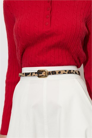 Wild Stripe Suni Deri Kemer Leopar