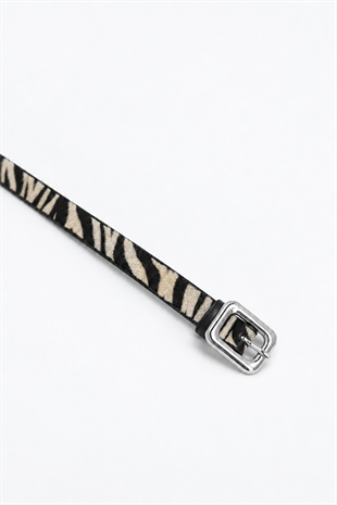 Wild Stripe Suni Deri Kemer Zebra Desen
