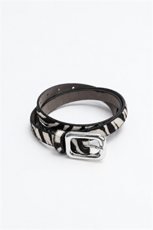 Wild Stripe Suni Deri Kemer Zebra Desen