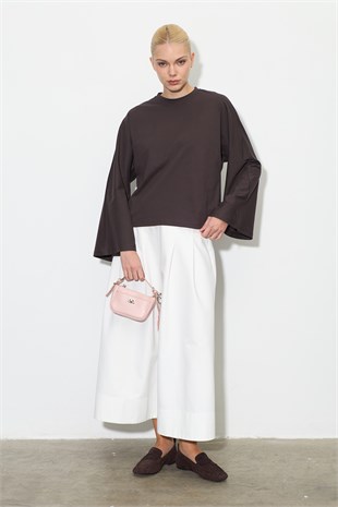 Yarasa Kol Oversize Bluz Acı Kahve