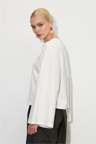 Yarasa Kol Oversize Bluz Ekru