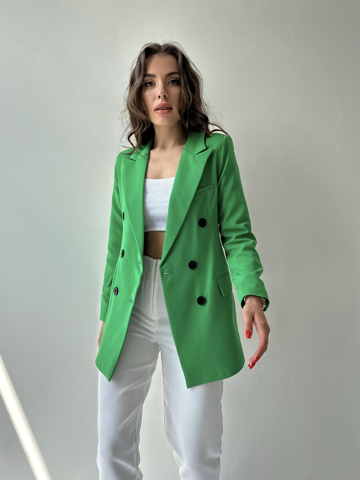 Atlas Kruvaze Blazer Ceket Yeşil