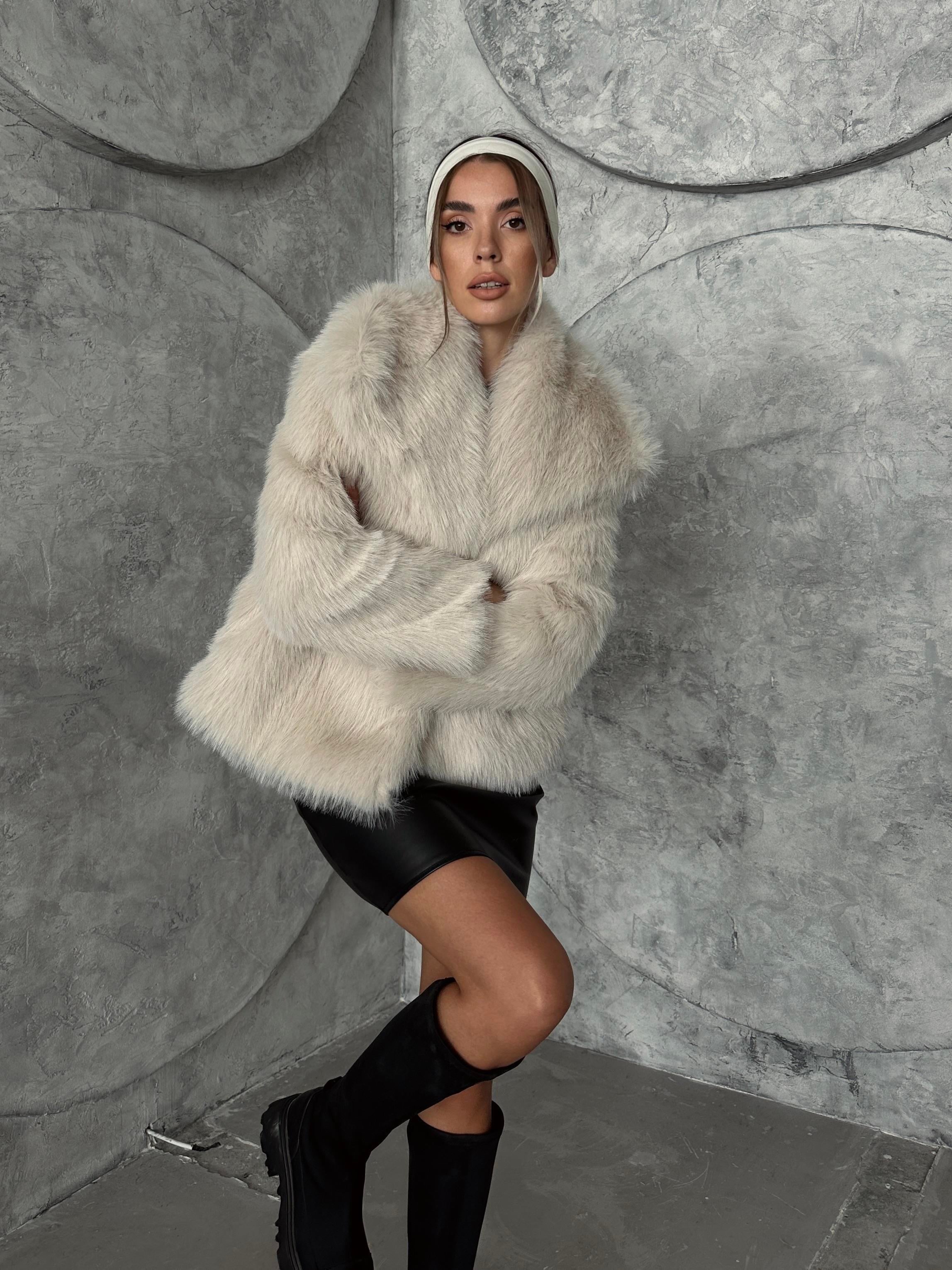 Geniş Yaka Premium Kürk Kaban Taş