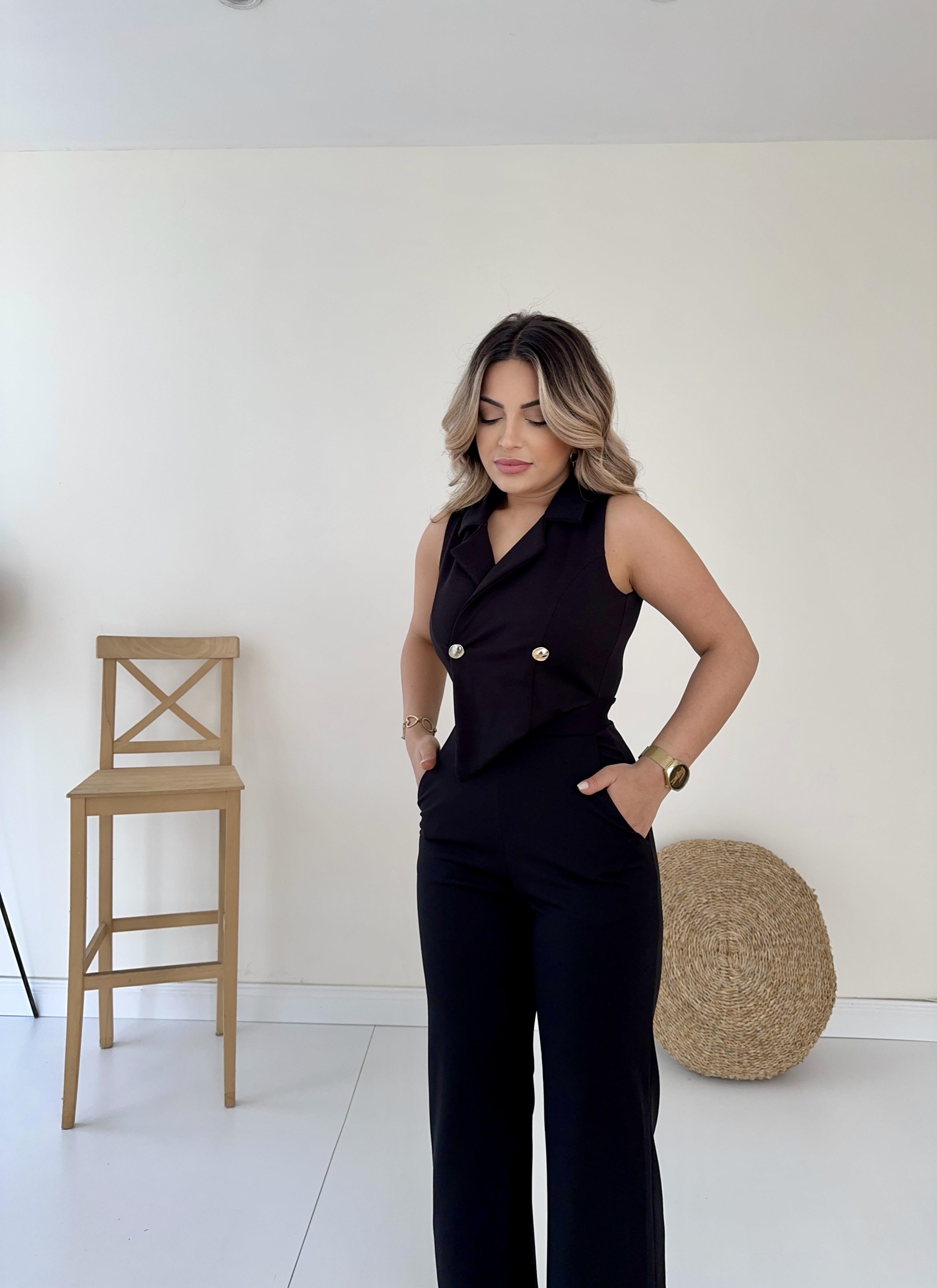 Kruvaze Tasarım Tulum Siyah