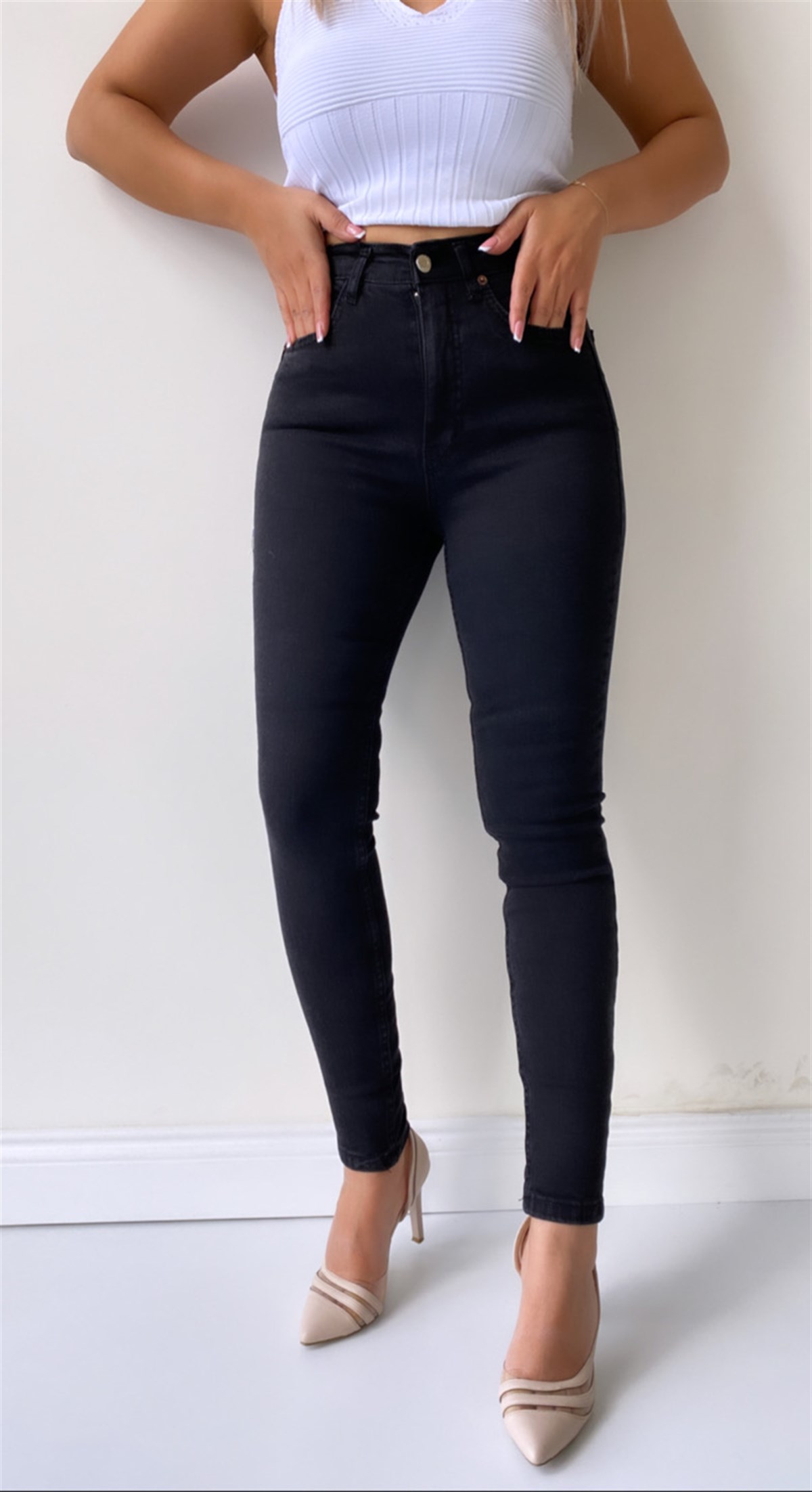 Toparlayıcı Skinny Jean Antrasit