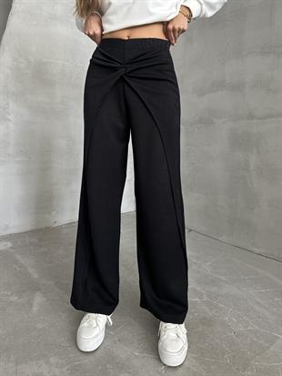 Bel Detaylı Salaş Pantolon Siyah